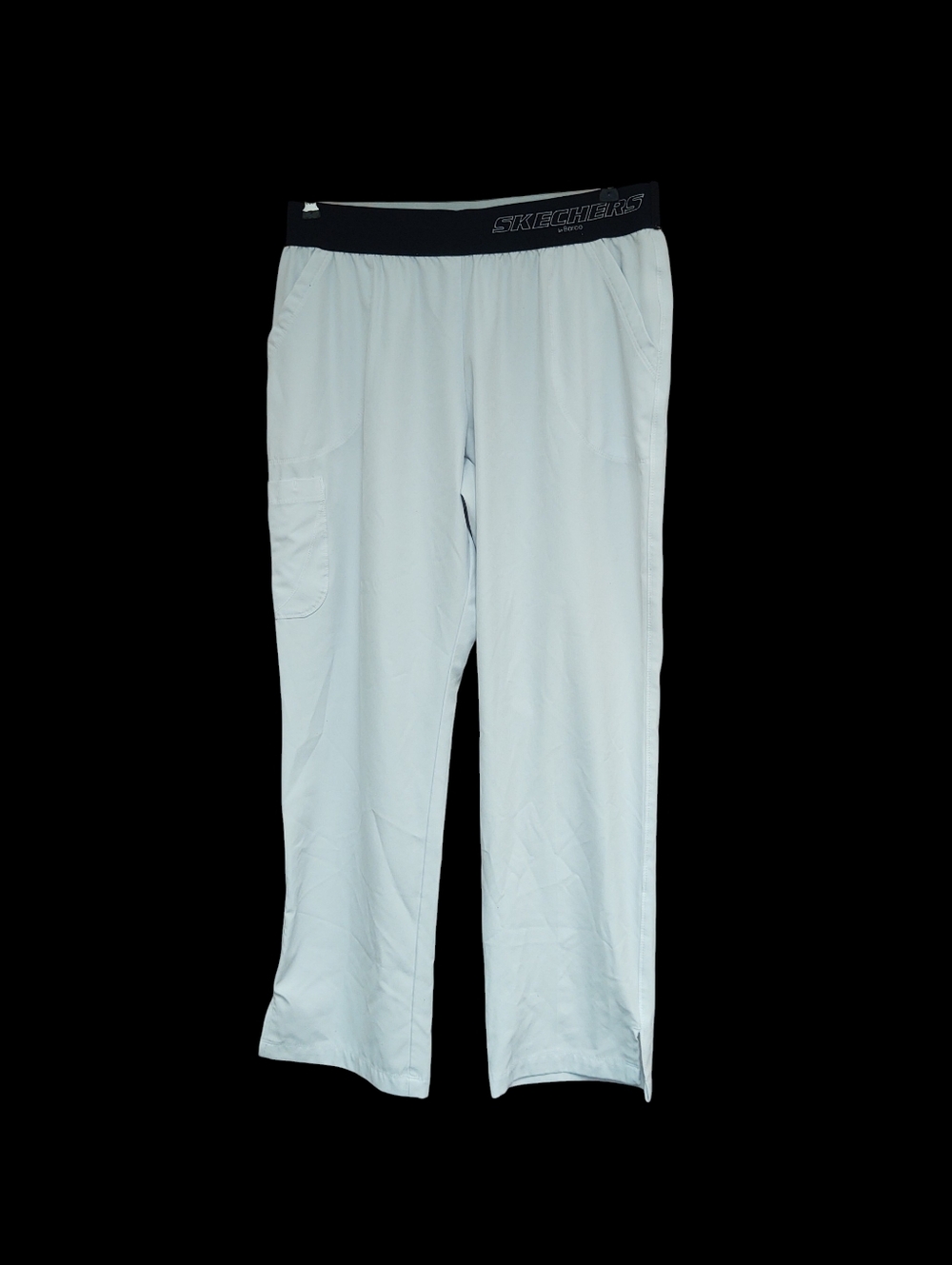 Skechers By Barco White Pull-On Scrub Pants with Black Logo Waistband Size L